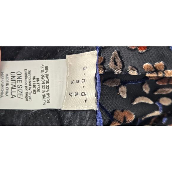 a new day Velvet Burnout Dark Fall Floral One Size Fits All Kimono Boho Romantic - Picture 5 of 5